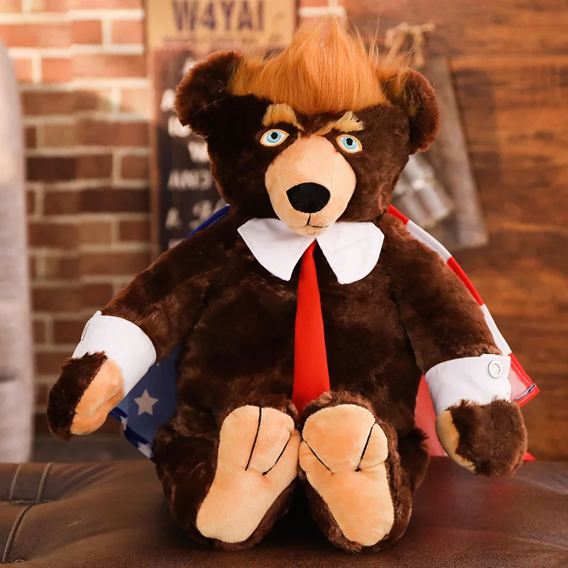 1Pcs 60cm Donald Trump Bear Plush Toys New Cool USA President Bear Collection Dolls toys Gift For Children Boy
1Pcs 60cm Donald Trump Bear Plush Toys New Cool USA President Bear Collection Dolls toys Gift For Children Boy