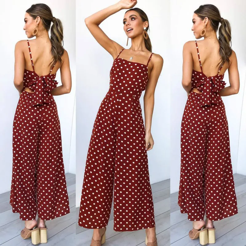 Elegant Polka Dot Jumpsuit Women Casual Bib Pants Wide Leg Spaghetti Strap 2019 Summer Spring Female Fashion Girl Bow Tie Romper
Elegant Polka Dot Jumpsuit Women Casual Bib Pants Wide Leg Spaghetti Strap 2019 Summer Spring Female Fashion Girl Bow Tie Romper