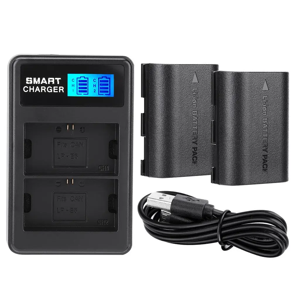 2Pcs LP-E6 Battery + Charger Dual Slot USB Charging with LCD Screen for Canon EOS 5DS 5D Mark II Drop Shipping
2Pcs LP-E6 Battery + Charger Dual Slot USB Charging with LCD Screen for Canon EOS 5DS 5D Mark II Drop Shipping
