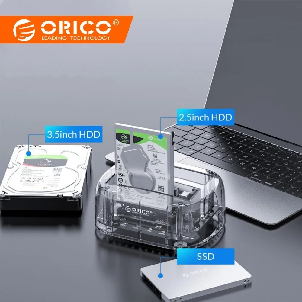 ORICO 2.5" 3.5" HDD/SSD External Hard Drive Enclosure Docking Station with 2-Bay SATA to USB 3.0 Adapter for Mac for Windows
ORICO 2.5" 3.5" HDD/SSD External Hard Drive Enclosure Docking Station with 2-Bay SATA to USB 3.0 Adapter for Mac for Windows