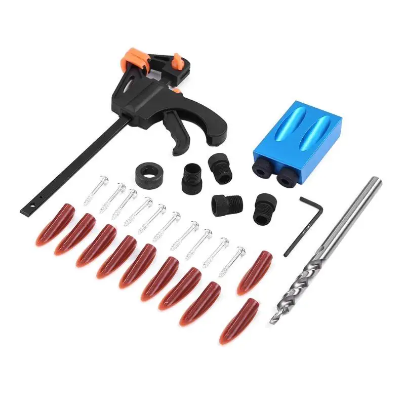 31pcs/set New Oblique Hole Locator Drill Bits Jig Clamp Kit for Woodworking Nut 2pcs for Size Screw Drill Bit 6/8/10mm
31pcs/set New Oblique Hole Locator Drill Bits Jig Clamp Kit for Woodworking Nut 2pcs for Size Screw Drill Bit 6/8/10mm