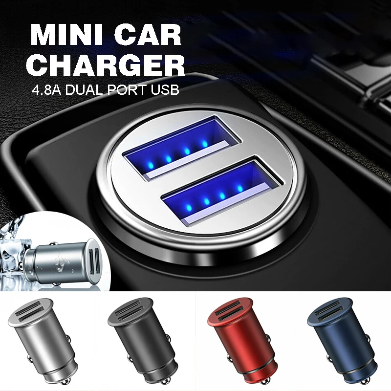 High Quality 4.8A Fast Quick Charging Dual USB Car Charger Metal For iPhone Samsung 12-24V Universal Cigarette Socket Lighter
High Quality 4.8A Fast Quick Charging Dual USB Car Charger Metal For iPhone Samsung 12-24V Universal Cigarette Socket Lighter