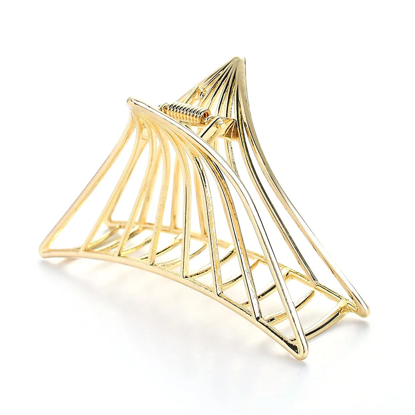Golden Hair Claw Clip Metal Alloy Geometric Hollow Out Reticular Triangle Crab For Hair Taking Bath Pony Tail Holder Large Size
Golden Hair Claw Clip Metal Alloy Geometric Hollow Out Reticular Triangle Crab For Hair Taking Bath Pony Tail Holder Large Size