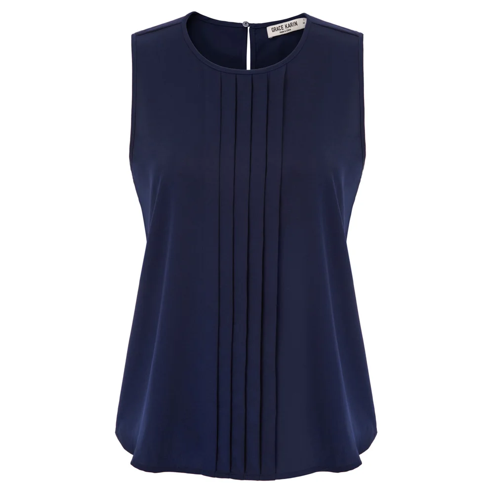 GK Khaki/ Navy Blue Women's Summer Casual Sleeveless blouse retro plain color Crew Neck Pleated Panel Pullover Tops shirt camisa
GK Khaki/ Navy Blue Women's Summer Casual Sleeveless blouse retro plain color Crew Neck Pleated Panel Pullover Tops shirt camisa