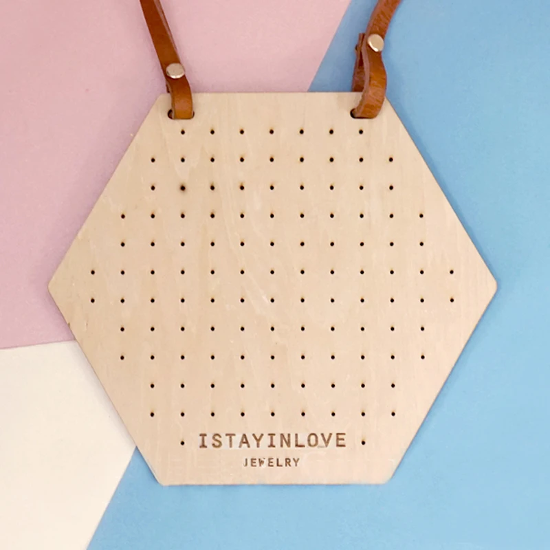 Laser Cut Hexagon Earring Cards Holder Hanging Stud Earrings Storage Wall Jewelry Display Stand With Genuine Leather Belt BWT09
Laser Cut Hexagon Earring Cards Holder Hanging Stud Earrings Storage Wall Jewelry Display Stand With Genuine Leather Belt BWT09