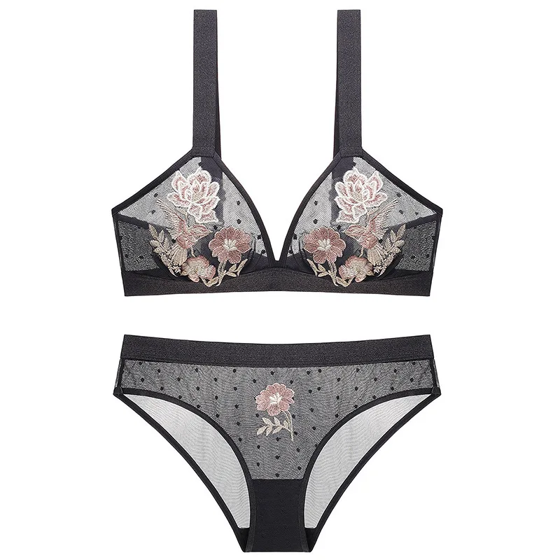 Bralette Black Lace Bird Flower Embroidered Bra Sets Triangle Cup Has Good Bearing Capacity Ring-free Comfort and Freedom
Bralette Black Lace Bird Flower Embroidered Bra Sets Triangle Cup Has Good Bearing Capacity Ring-free Comfort and Freedom