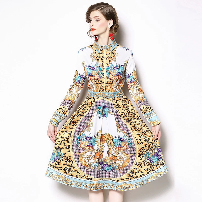 New 2019 Spring Women Shirt Dress Ladies Vintage Long Sleeve Turn-down Collor Ethnic Leopard Print Midi Slim Party Dress
New 2019 Spring Women Shirt Dress Ladies Vintage Long Sleeve Turn-down Collor Ethnic Leopard Print Midi Slim Party Dress