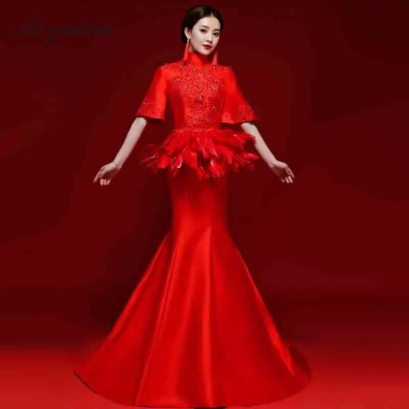 Red Satin Dress Cheongsam Quality Qipao Modern Chinese Traditional Clothing Evening Dresses Oriental Style Stage Show Qi Pao
Red Satin Dress Cheongsam Quality Qipao Modern Chinese Traditional Clothing Evening Dresses Oriental Style Stage Show Qi Pao