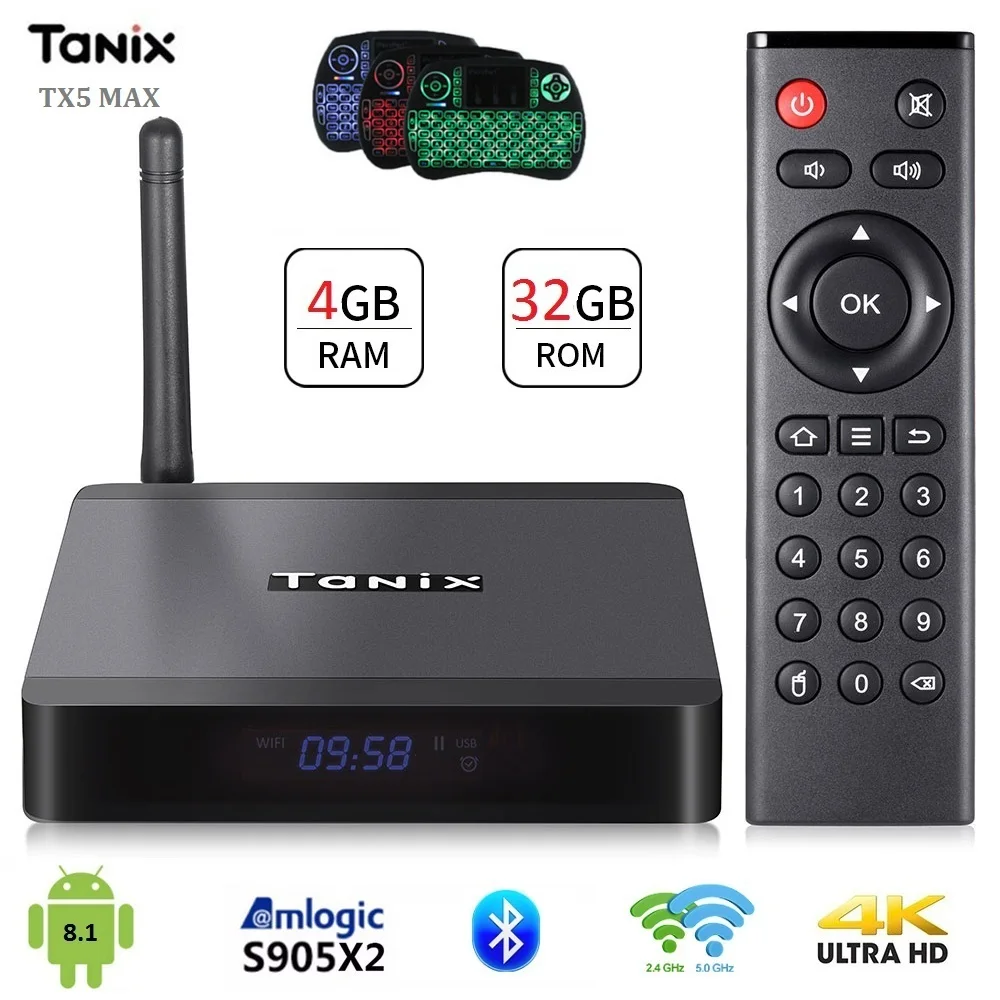 Tanix TX5 Max Android 8 1 ТВ Box Amlogic S905X2 4 Гб LPDDR4 32 ГБ памяти на носителе EMMC Декодер каналов