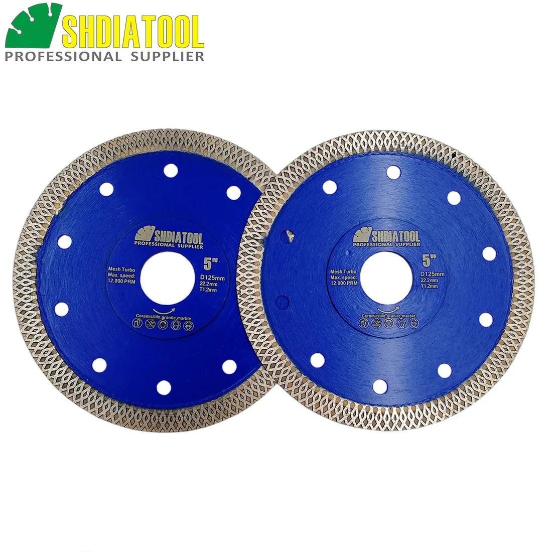 SHDIATOOL 2pcs Diamond Cutting Disc X Mesh Turbo Saw Blade Dia 5inch/125mm Cutting Granite Marble Tile Ceramic Diamond Wheel
SHDIATOOL 2pcs Diamond Cutting Disc X Mesh Turbo Saw Blade Dia 5inch/125mm Cutting Granite Marble Tile Ceramic Diamond Wheel