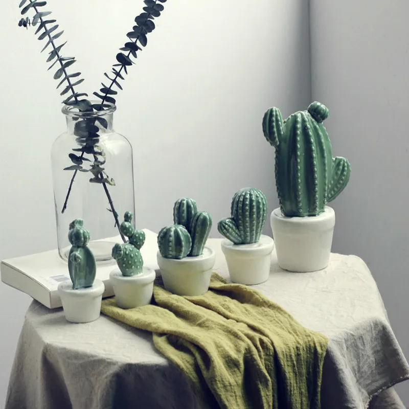 Nordic Ceramic potted Cactus figurine porcelain Cactus christmas decorations for home feng shui
Nordic Ceramic potted Cactus figurine porcelain Cactus christmas decorations for home feng shui