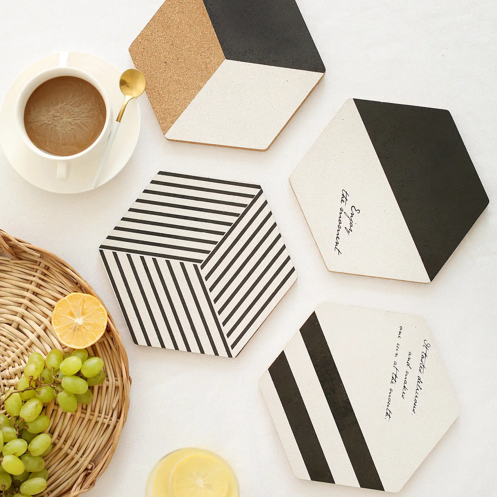 Kitchen Accessories Decoration Home Cork Black And White Geometry