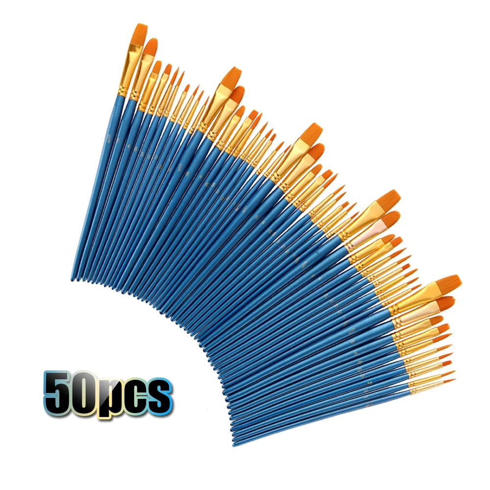50 PCS Nylon Hair Paint Brushes Set Artist Paintbrush Lot Multiple Mediums Brushes for Watercolor Gouache Oil Painting Supplies
50 PCS Nylon Hair Paint Brushes Set Artist Paintbrush Lot Multiple Mediums Brushes for Watercolor Gouache Oil Painting Supplies