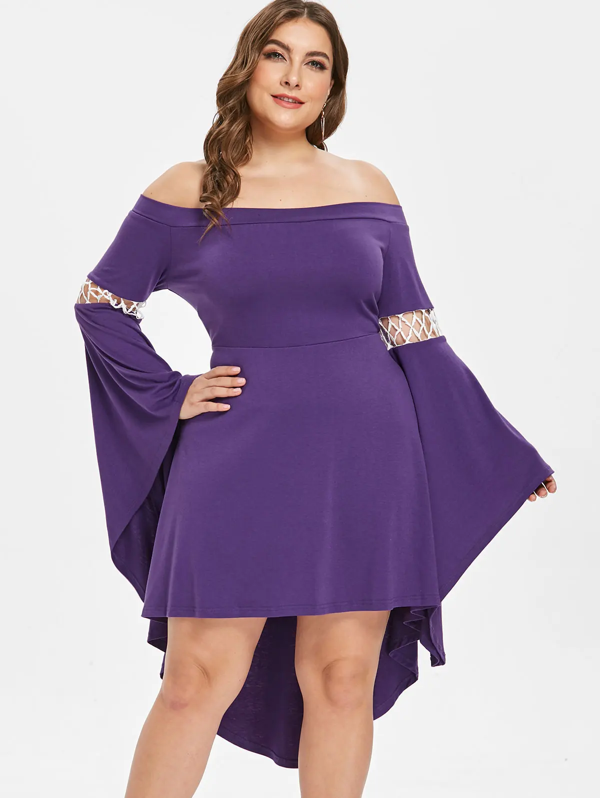 Wipalo Off The Shoulder Flare Sleeve Asymmetrical Plus Size Dress Casual Solid High Low Party Dress Big Size 4XL Spring Vestidos
Wipalo Off The Shoulder Flare Sleeve Asymmetrical Plus Size Dress Casual Solid High Low Party Dress Big Size 4XL Spring Vestidos