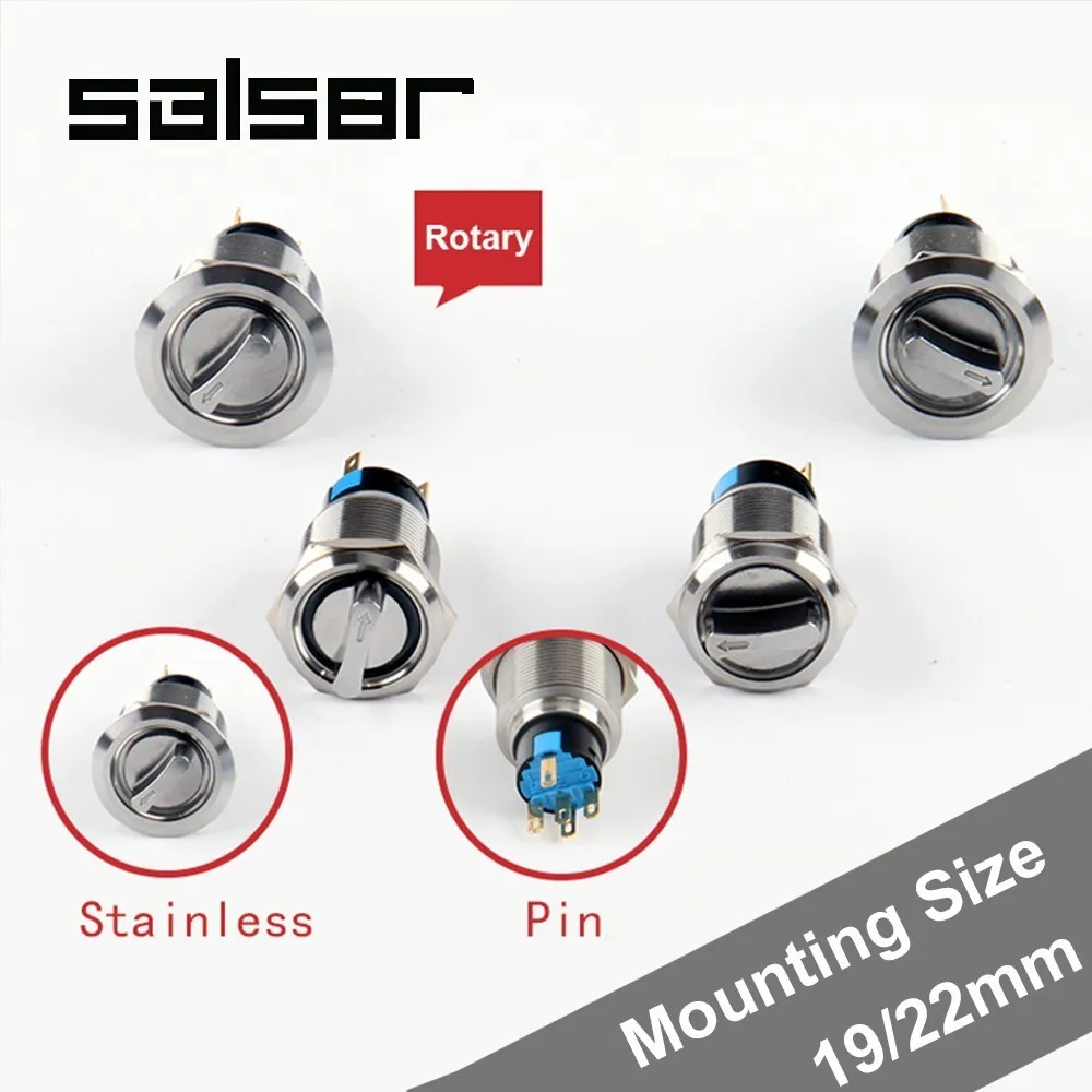 19mm/22mm Rotary Switch Latching Metal Key Button Rotating Head Stainless Steel Waterproof 1NO1NC 2NO2NC Bring Lamp
19mm/22mm Rotary Switch Latching Metal Key Button Rotating Head Stainless Steel Waterproof 1NO1NC 2NO2NC Bring Lamp
