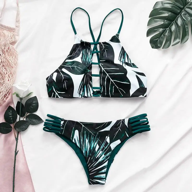 Bandage female swimsuit 2019 summer beach wear Leaves print bikini set Hollow out string swimwear women sexy bathing suit new
Bandage female swimsuit 2019 summer beach wear Leaves print bikini set Hollow out string swimwear women sexy bathing suit new