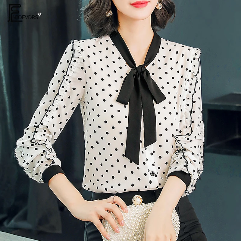 Polka Dot Blouses Shirts Hot Women Patchwork Ruffled Tops Elegant Office Lady Work Black White Chiffon Bow Tie Top Blouse
Polka Dot Blouses Shirts Hot Women Patchwork Ruffled Tops Elegant Office Lady Work Black White Chiffon Bow Tie Top Blouse