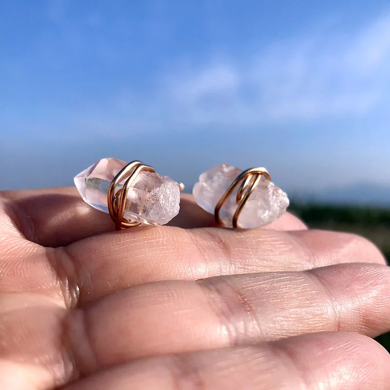 Crystal Quartz Studs Earrings Wire Wrapped Pointed Crystal Gem Stone Pierced Dainty Stud Post Ear
Crystal Quartz Studs Earrings Wire Wrapped Pointed Crystal Gem Stone Pierced Dainty Stud Post Ear