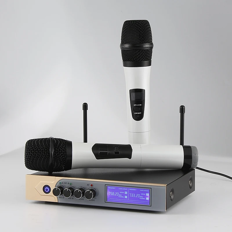 UHF Professional Wireless Microphone System With 2 Handheld Mics Karaoke Microphone For Home KTV Church Wedding Conference
UHF Professional Wireless Microphone System With 2 Handheld Mics Karaoke Microphone For Home KTV Church Wedding Conference