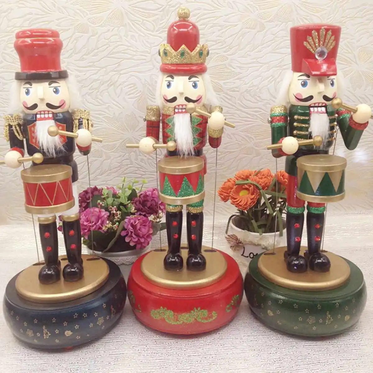 31cm Wooden Nutcracker Soldier Music Box Round Stand Wooden Nutcracker Doll Puppet Music Box for Home Decoration Gifts
31cm Wooden Nutcracker Soldier Music Box Round Stand Wooden Nutcracker Doll Puppet Music Box for Home Decoration Gifts
