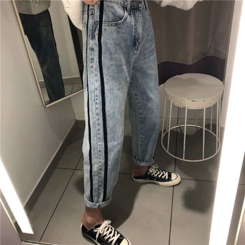 Streetwear Fashion Washed Denim Straight Patchwork Side Panelled Stripe High Waist Ankle Pant Track Trouser Jean Bottom Korean
Streetwear Fashion Washed Denim Straight Patchwork Side Panelled Stripe High Waist Ankle Pant Track Trouser Jean Bottom Korean