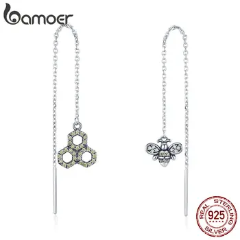 BAMOER 925 Sterling Silver Crystal Bee Love Honeycomb Long Chain Drop Earrings for Women Sterling Silver Earrings Jewelry SCE484
BAMOER 925 Sterling Silver Crystal Bee Love Honeycomb Long Chain Drop Earrings for Women Sterling Silver Earrings Jewelry SCE484