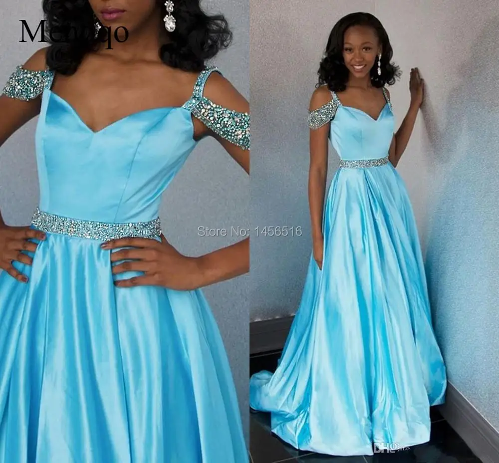 2019 Light Sky Blue Prom Dresses Off The Shoulder Beaded Sequins A-line Dress Evening Gowns Dress Long
2019 Light Sky Blue Prom Dresses Off The Shoulder Beaded Sequins A-line Dress Evening Gowns Dress Long