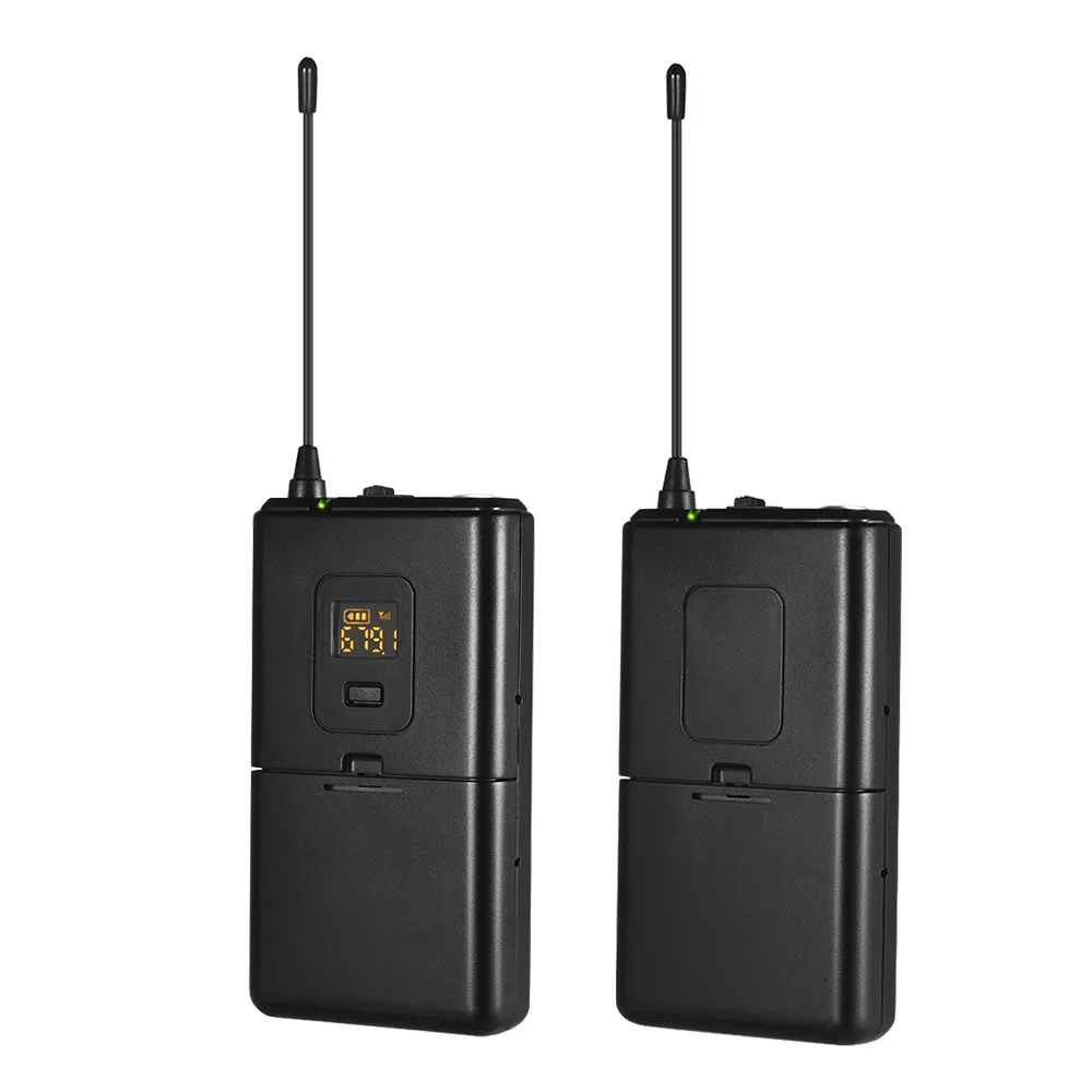 UHF Wireless Microphone System Transmitter+Receivers Set with Lavalier Lapel Mic with DSLR Camera Smartphone for Video Interview
UHF Wireless Microphone System Transmitter+Receivers Set with Lavalier Lapel Mic with DSLR Camera Smartphone for Video Interview