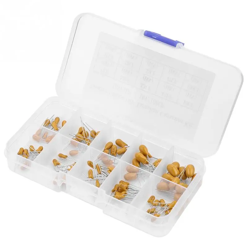 100pcs 10 Values 16V 1 uf - 100 uf Tantalum Capacitors Assorted Kit with Box Capacitors High Quality
100pcs 10 Values 16V 1 uf - 100 uf Tantalum Capacitors Assorted Kit with Box Capacitors High Quality