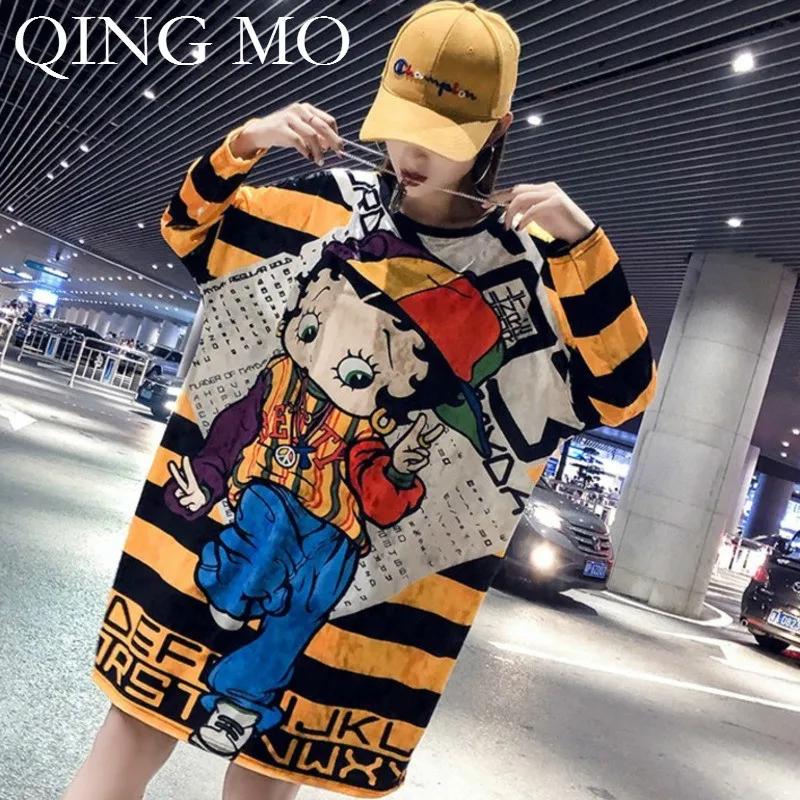 Flannelette Women Dress Long Sleeve Spring Cartoon Pattern Dress Striped Sweatshirt Red 2019 Yellow Dress For Women DQ0074A
Flannelette Women Dress Long Sleeve Spring Cartoon Pattern Dress Striped Sweatshirt Red 2019 Yellow Dress For Women DQ0074A