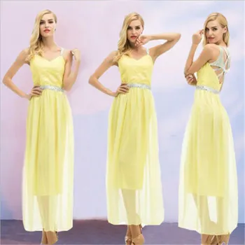 Women's Lace yellow Bridesmaid Prom Ball Gown Formal Party dress Double Layer long Maxi Dress Backless Hollow dress
Women's Lace yellow Bridesmaid Prom Ball Gown Formal Party dress Double Layer long Maxi Dress Backless Hollow dress