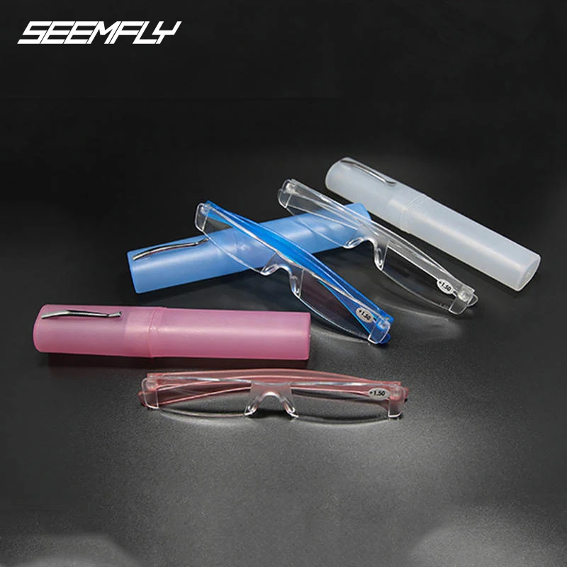 Seemfly Comfy Rimless Reading Glasses Resin Clear Lens Portable Pen Tube Presbyopia Eyeglasses +1.0 to +4.0 With Case Men Women
Seemfly Comfy Rimless Reading Glasses Resin Clear Lens Portable Pen Tube Presbyopia Eyeglasses +1.0 to +4.0 With Case Men Women