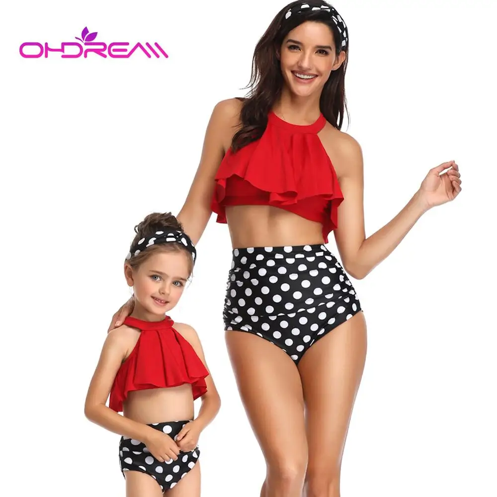 OHDREAM Family Bikini Set Halter Straps Flash Swimwear Flounce Parent-child Swimsuit High Waist Polka Dot Bathing Suit for Women
OHDREAM Family Bikini Set Halter Straps Flash Swimwear Flounce Parent-child Swimsuit High Waist Polka Dot Bathing Suit for Women