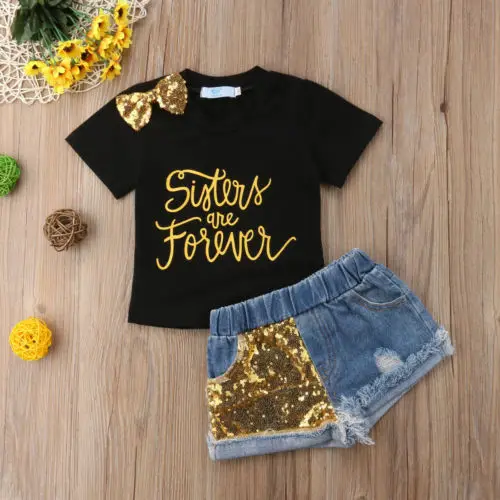 2019 Toddler Kid Baby Girl Bowknot Tops Sequins Denim Short Pants Outfits Set Clothes 1-6Y
2019 Toddler Kid Baby Girl Bowknot Tops Sequins Denim Short Pants Outfits Set Clothes 1-6Y