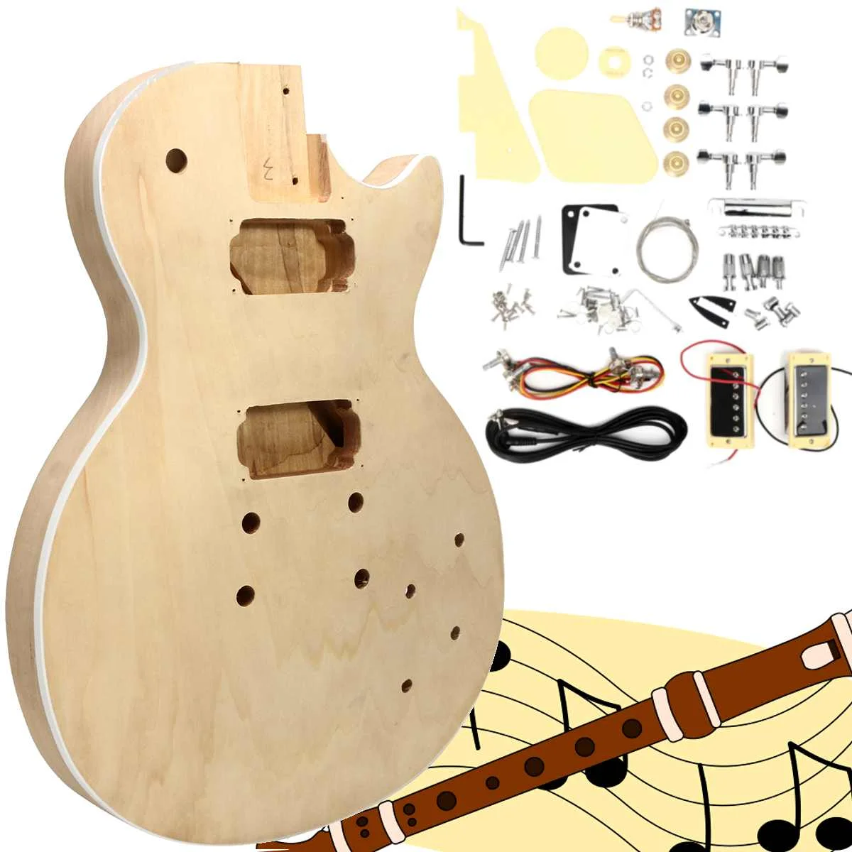 

DIY Solid Wood Electric Guitar Kit Handmade Assemble Guitar Crafts Mahogany Body And Neck Parts String Instrument For Beginners