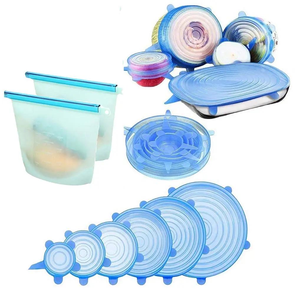 Silicone Stretch Lids,Various Sizes Reuseable Food Storage Covers for Bowl, Can, Jar, Glassware, Food Saver Set of 6 + 2 Packs
Silicone Stretch Lids,Various Sizes Reuseable Food Storage Covers for Bowl, Can, Jar, Glassware, Food Saver Set of 6 + 2 Packs