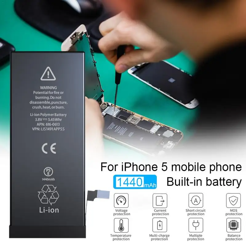 For iPhone 5 Mobile Phone Built - In Battery 1440mAh High Capacity Battery Distribution With Replacement Tool iPhone 5 Battery
For iPhone 5 Mobile Phone Built - In Battery 1440mAh High Capacity Battery Distribution With Replacement Tool iPhone 5 Battery