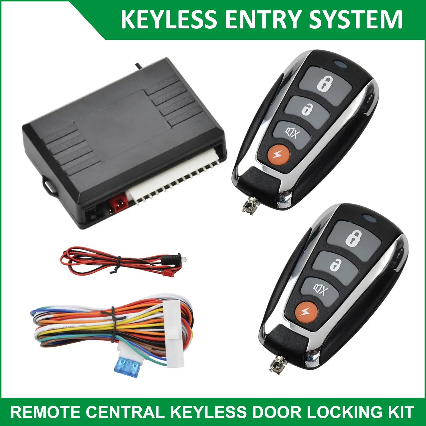 

Security Keyless Entry System & 2 Fobs Universal Car Remote Central Locking Kit