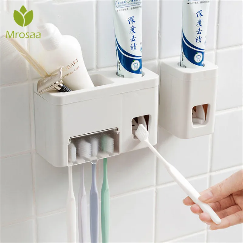 Wall Mounted Automatic Lazy Toothpaste Dispenser 4 Toothbrush Holder Squeezer Bathroom Shelves Bathing Accessories Bathroom Sets
Wall Mounted Automatic Lazy Toothpaste Dispenser 4 Toothbrush Holder Squeezer Bathroom Shelves Bathing Accessories Bathroom Sets