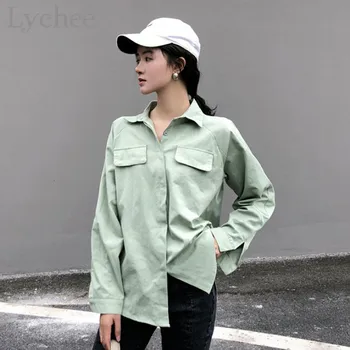 Lychee Retro Solid Color Pocket Female Blouse Shirt Loose Turn-down Collar Summer Spring Long Sleeve Women Blouse Shirts
Lychee Retro Solid Color Pocket Female Blouse Shirt Loose Turn-down Collar Summer Spring Long Sleeve Women Blouse Shirts