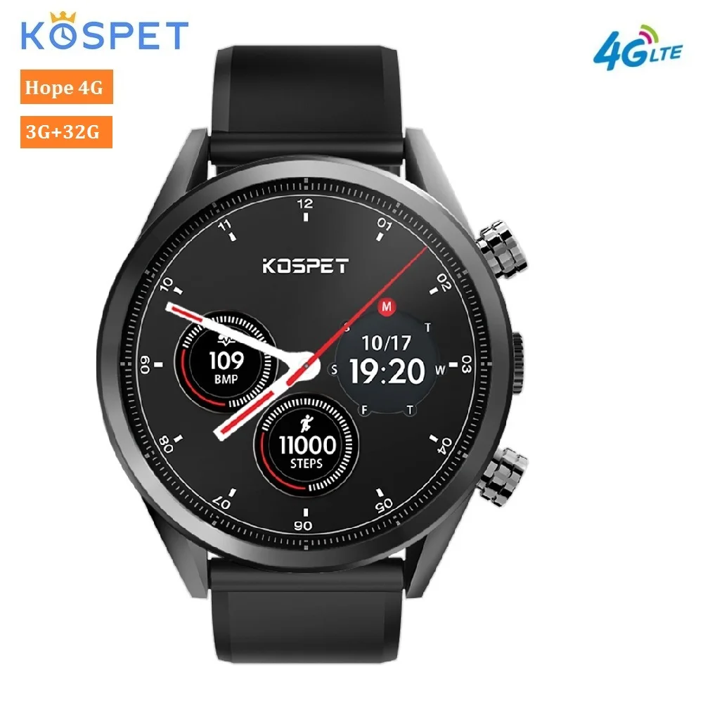 

Kospet Hope 4G Smartwatch 1.39 inch Android 7.1 MTK6739 Quad Core 3GB+32GB 1GB+16GB ROM Phone Watch 8.0MP 620mAh IP67 Waterproof