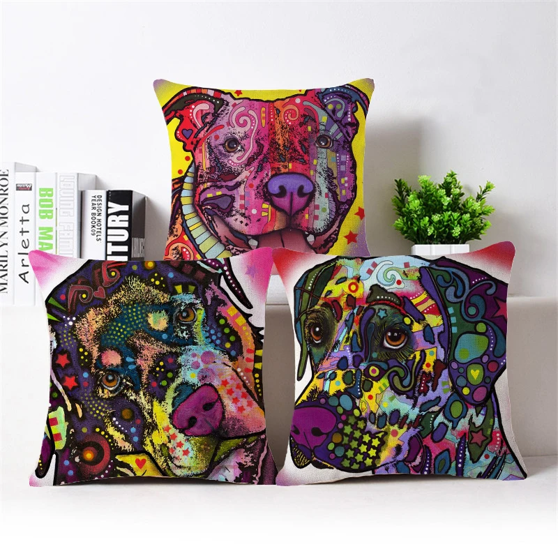 Watercolor Dog Cushion Colorful Pug Throw Pillow Cotton Linen Bull Terrier Pop Art Cushion Home Decorative Car Bulldog
Watercolor Dog Cushion Colorful Pug Throw Pillow Cotton Linen Bull Terrier Pop Art Cushion Home Decorative Car Bulldog