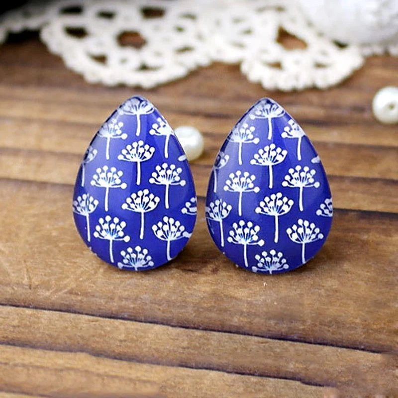 Handmade Jewelry Making Supplies Bead Photo Teardrop Glass Cabochon Charm Flower Dandelion For DIY Earring Necklace Ring TD038 4 | Украшения