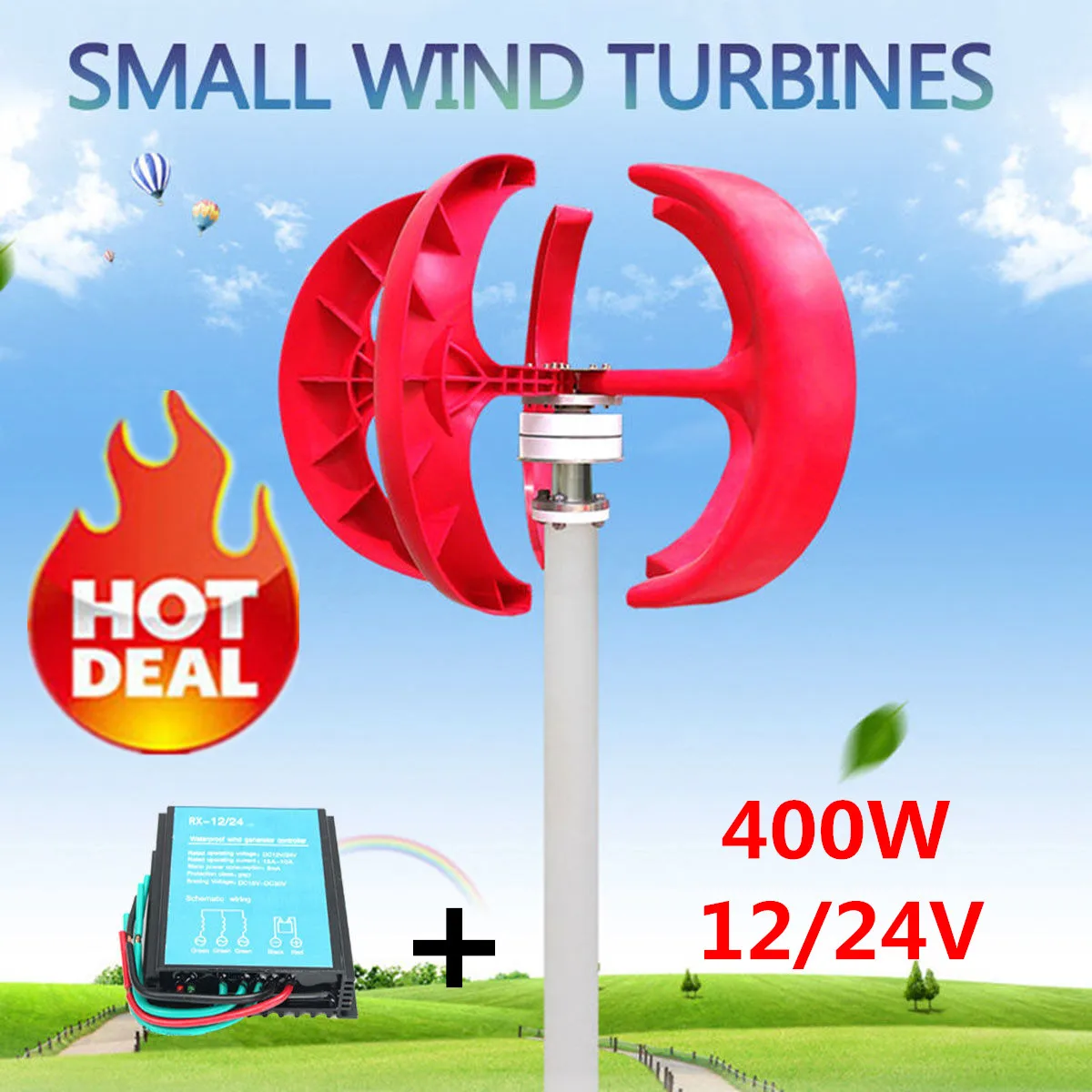 

Max 600W 12V 24V 5 Blades Wind for Turbine Generator Five Wind Blades Option Wind Controller Gift Fit for Home Or Camping