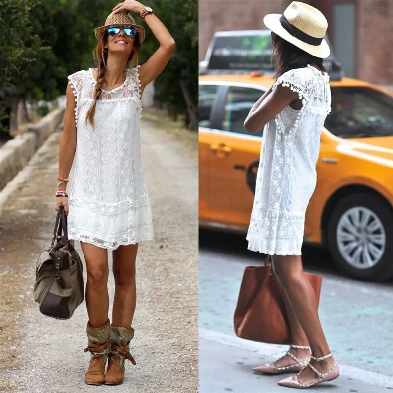 Women Summer Short Mini Dress white Lace Floral printed Sleeveless dress Party dress Sundress High Quality A-Line dress
Women Summer Short Mini Dress white Lace Floral printed Sleeveless dress Party dress Sundress High Quality A-Line dress