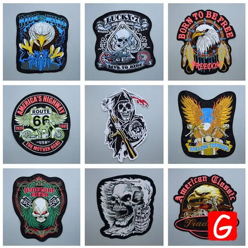 

GUGUTREE embroidery big skull patches eagle patches badges applique patches for clothing DX-91