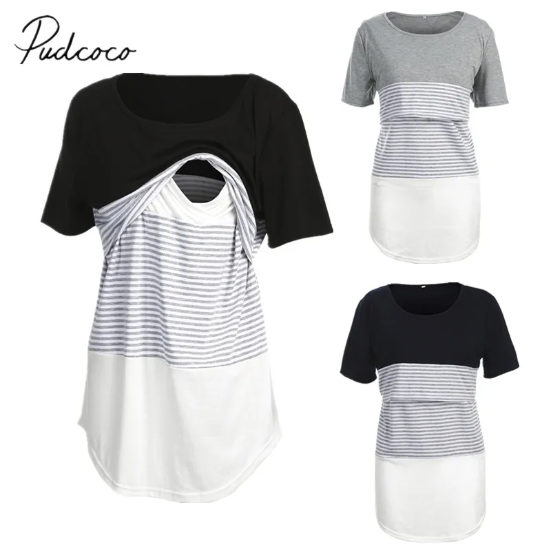 2018 Brand New Women Maternity Breastfeeding Tee Nursing Tops Striped Short Sleeve T-shirt Striped Patchwork Maternity Clothes
2018 Brand New Women Maternity Breastfeeding Tee Nursing Tops Striped Short Sleeve T-shirt Striped Patchwork Maternity Clothes