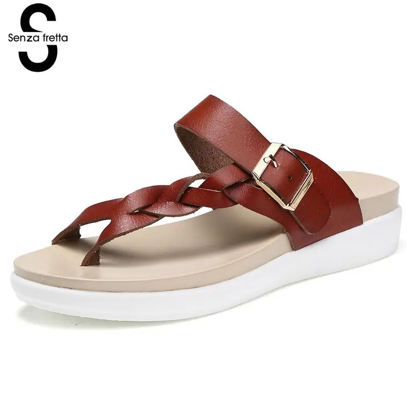 Senza Fretta Summer Flip Flops Sandals Women Leisure Slippers Slip-on Comfortable Beach Flip Flops Leather Shoes LDK0320
Senza Fretta Summer Flip Flops Sandals Women Leisure Slippers Slip-on Comfortable Beach Flip Flops Leather Shoes LDK0320