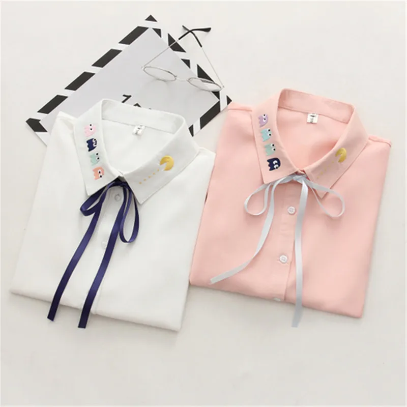 Womens Kawaii Cartoon Embroidered Tops And Blouses Ladies Bow Turn-down Collar Casual Long Sleeve Shirts Blusas Mujer
Womens Kawaii Cartoon Embroidered Tops And Blouses Ladies Bow Turn-down Collar Casual Long Sleeve Shirts Blusas Mujer