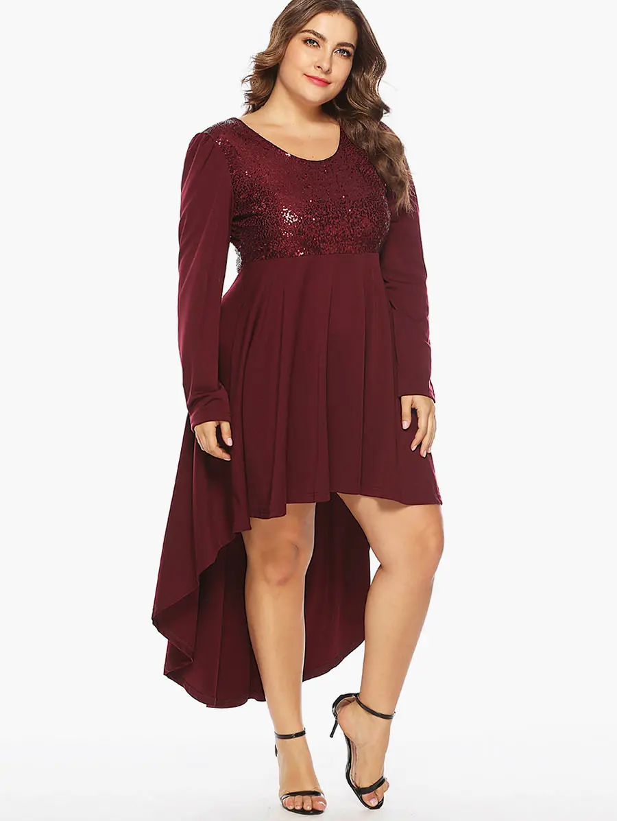 Wipalo Plus Size Sequins Paillette Irregular Dress Elegant Long Sleeve High Low Hem Party Dress Spring Fall Casual Vestidos 5XL
Wipalo Plus Size Sequins Paillette Irregular Dress Elegant Long Sleeve High Low Hem Party Dress Spring Fall Casual Vestidos 5XL